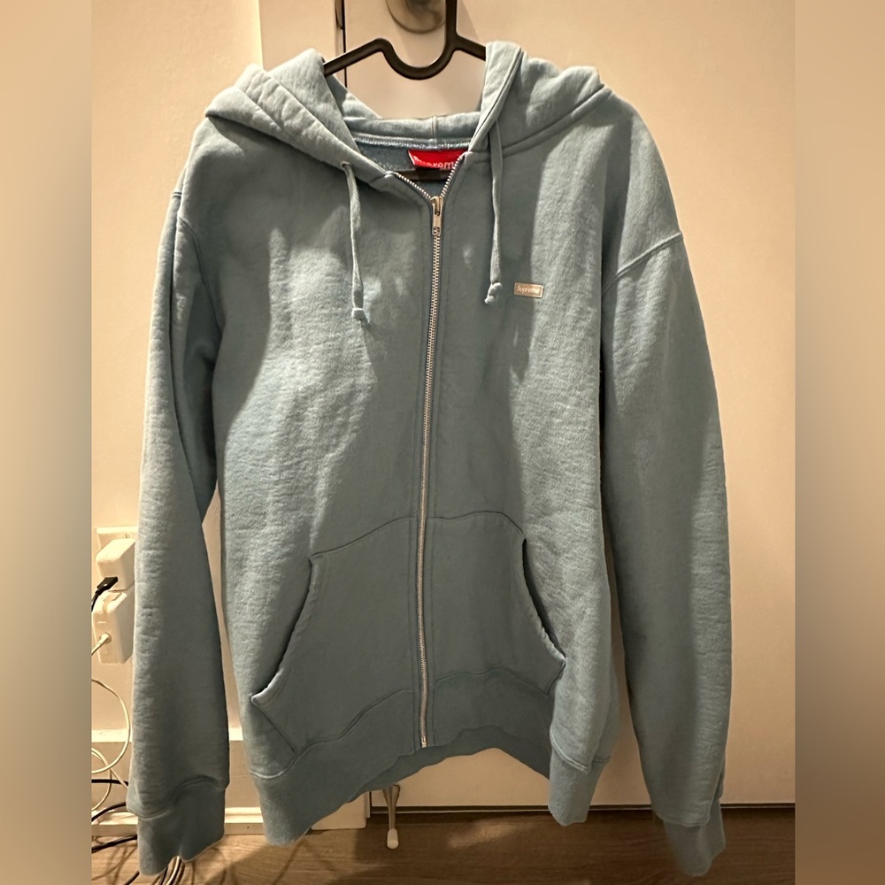 Supreme blue small box logo zip up hoodie